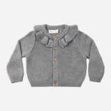Quincy Mae Ruffle Collar Cardigan Heathered Slate