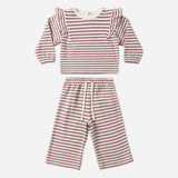 Quincy Mae Ruffle Cozy Set Mulberry Stripe