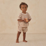 Quincy Mae Terry Tee Set Latte Stripes