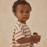 Quincy Mae Terry Tee Set Latte Stripes
