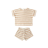 Quincy Mae Terry Tee Set Latte Stripes
