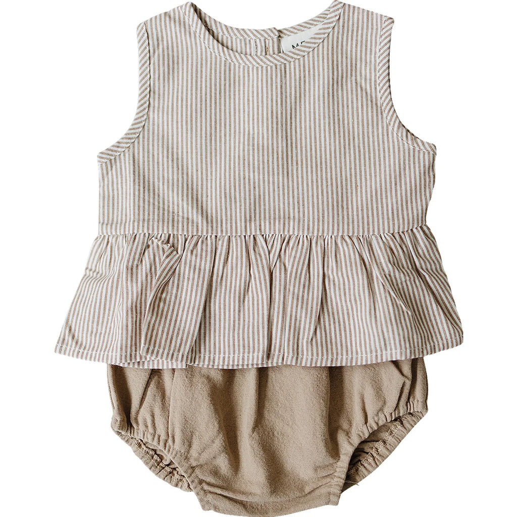 Tan Stripes Peplum Set