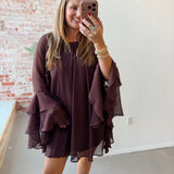 Mocha Ruffle Dress