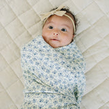 Blue Blossom Muslin Swaddle Blanket