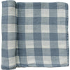 Dusty Blue Gingham Muslin Swaddle Blanket