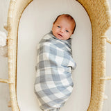 Dusty Blue Gingham Muslin Swaddle Blanket