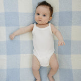 Light Blue Plaid Plush Blanket- Baby Blanket Size