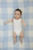 Light Blue Plaid Plush Blanket- Baby Blanket Size