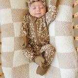 Brown Floral Ribbed Bamboo Sleeper