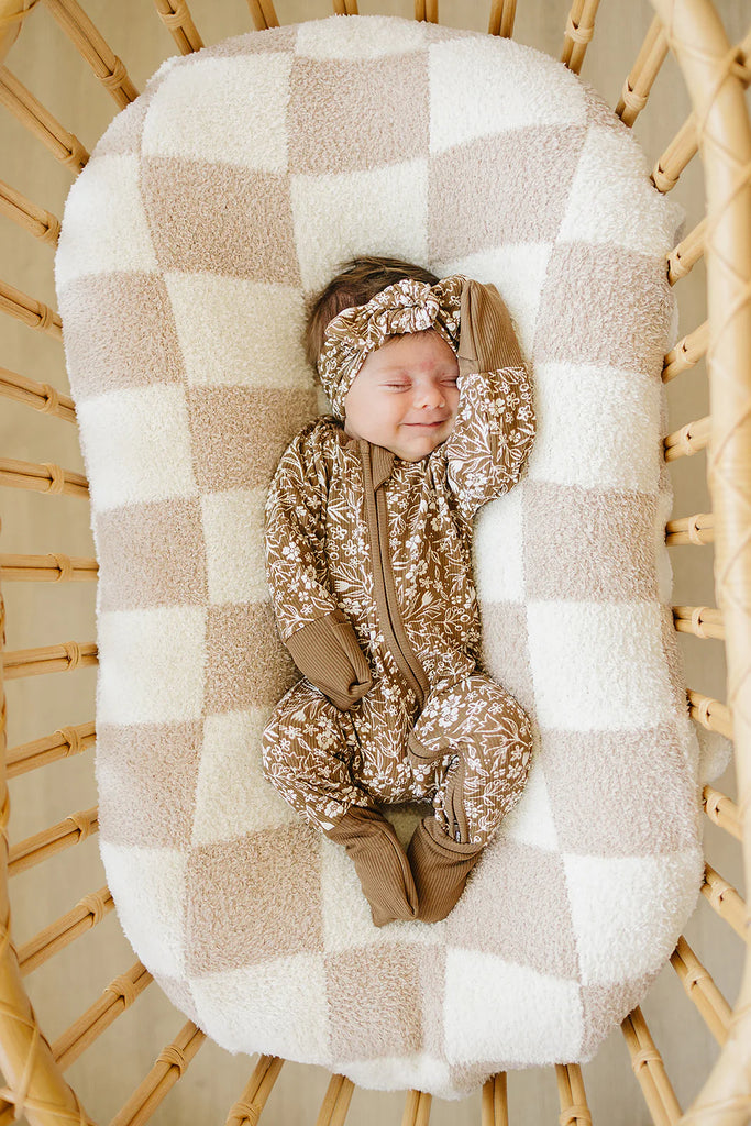 Brown Floral Ribbed Bamboo Sleeper
