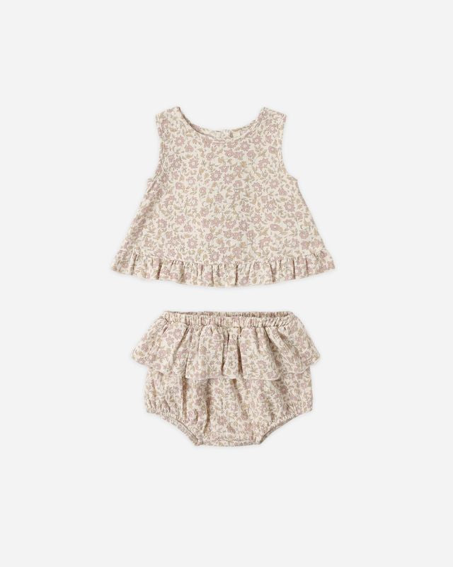 Quincy Mae Mae Ruffle Top and Bloomer Set Dahlia