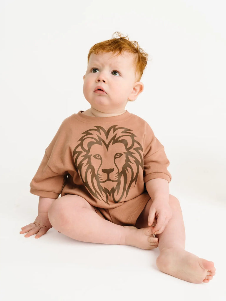 Brown Lion Shorts Set