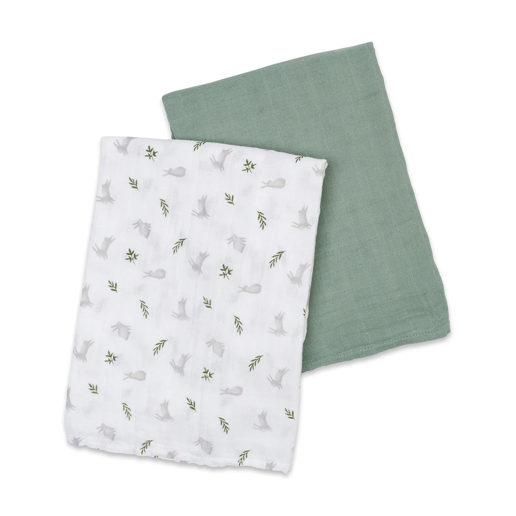 Cotton Swaddles 2 Pack- Bunnies & Fern