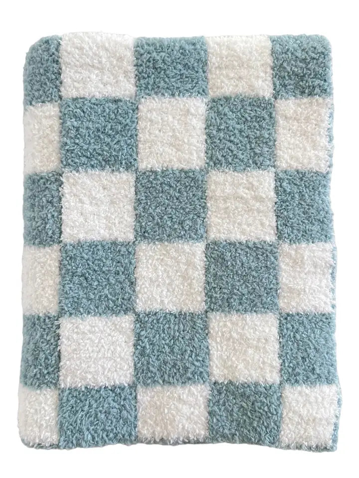 Checkered Mini Blanket in Sky