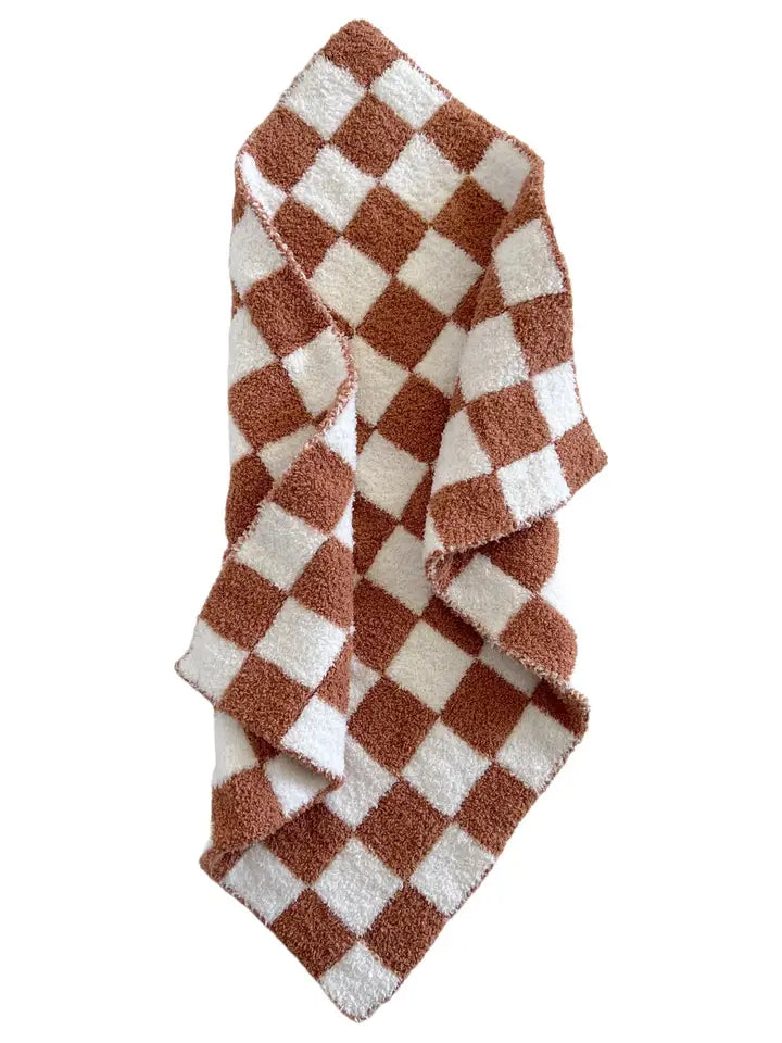 Checkered Mini Blanket in Cocoa