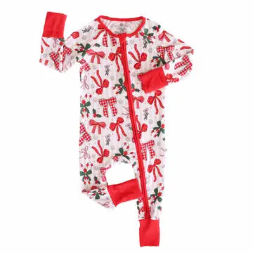 Caden Lane Holiday Bow Convertible Zipper Sleepers