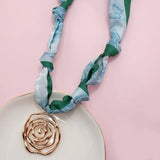 Scarf Necklace in Blue Rose