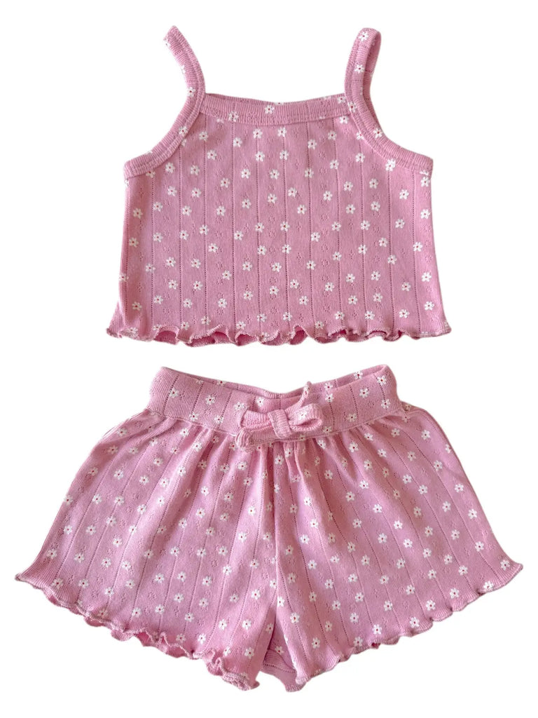 Pink Flower Two Piece Set
