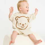 Oatmeal Bear Shorts Set