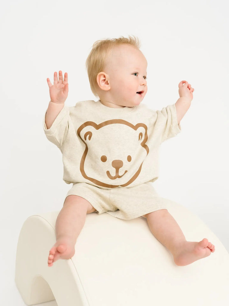 Oatmeal Bear Shorts Set