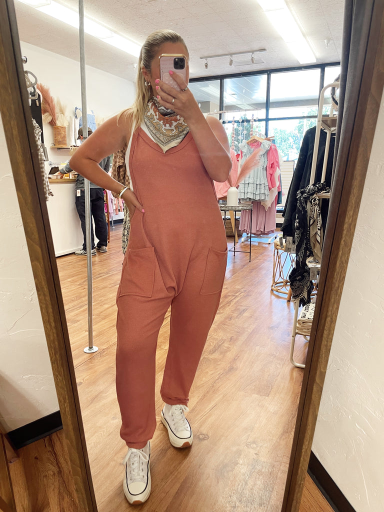 On the Move Jumpsuit in Rust