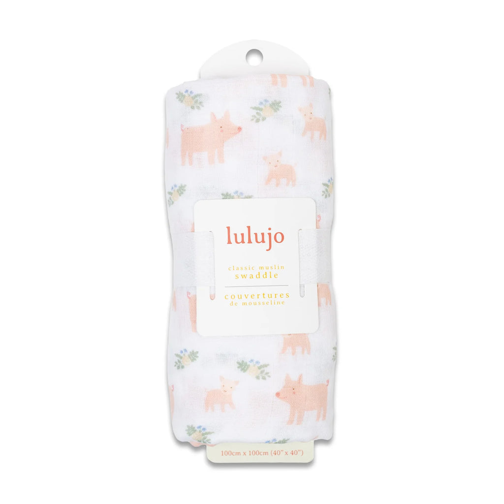 Cotton Muslin Swaddle - Piggy