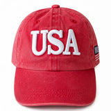 USA Kids Baseball Hat, Vintage Red