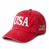 USA Kids Baseball Hat, Vintage Red