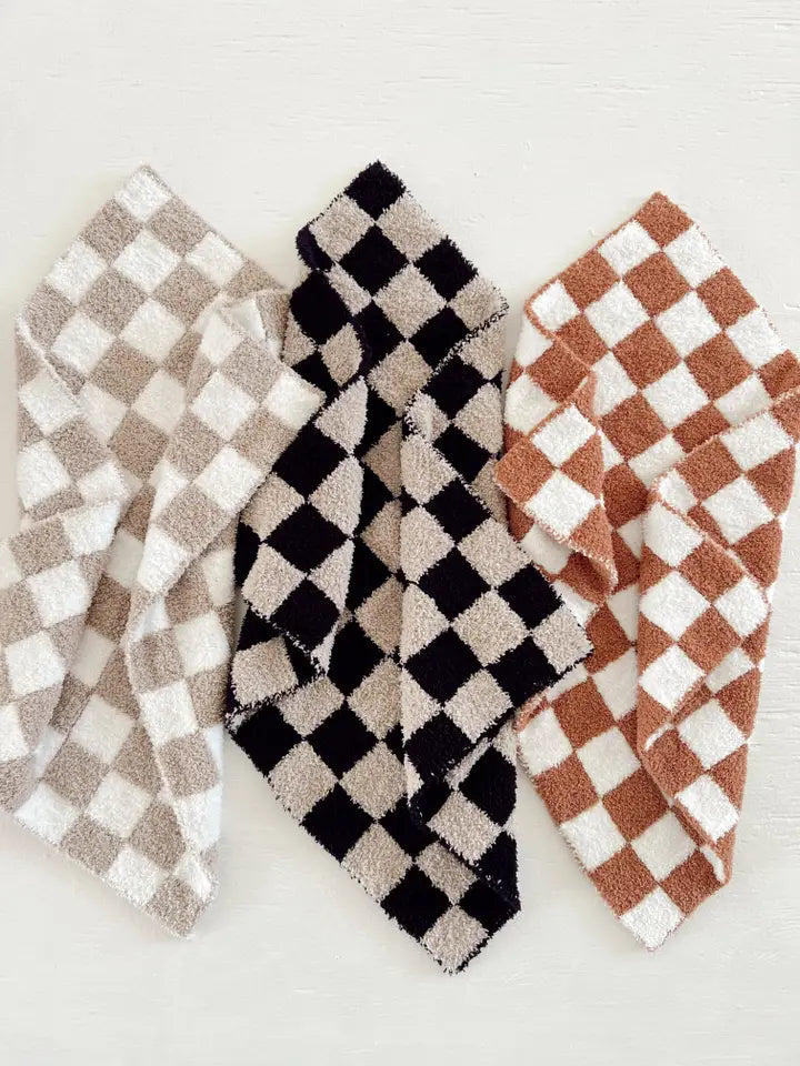 Checkered Mini Blanket in Cocoa