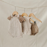 Tan Stripes Romper Overalls
