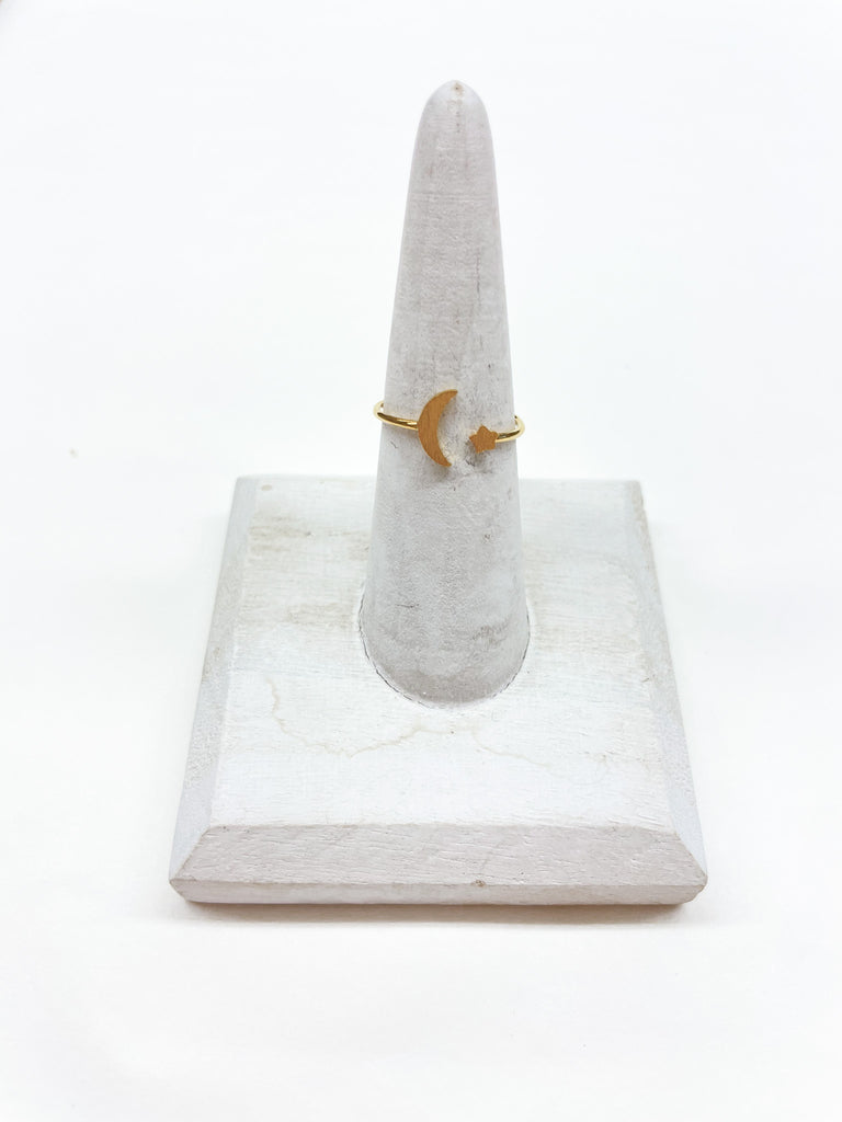 Gold Plated Moon & Star Ring