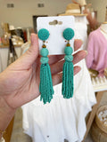 Stand Out Bead Earrings in Teal
