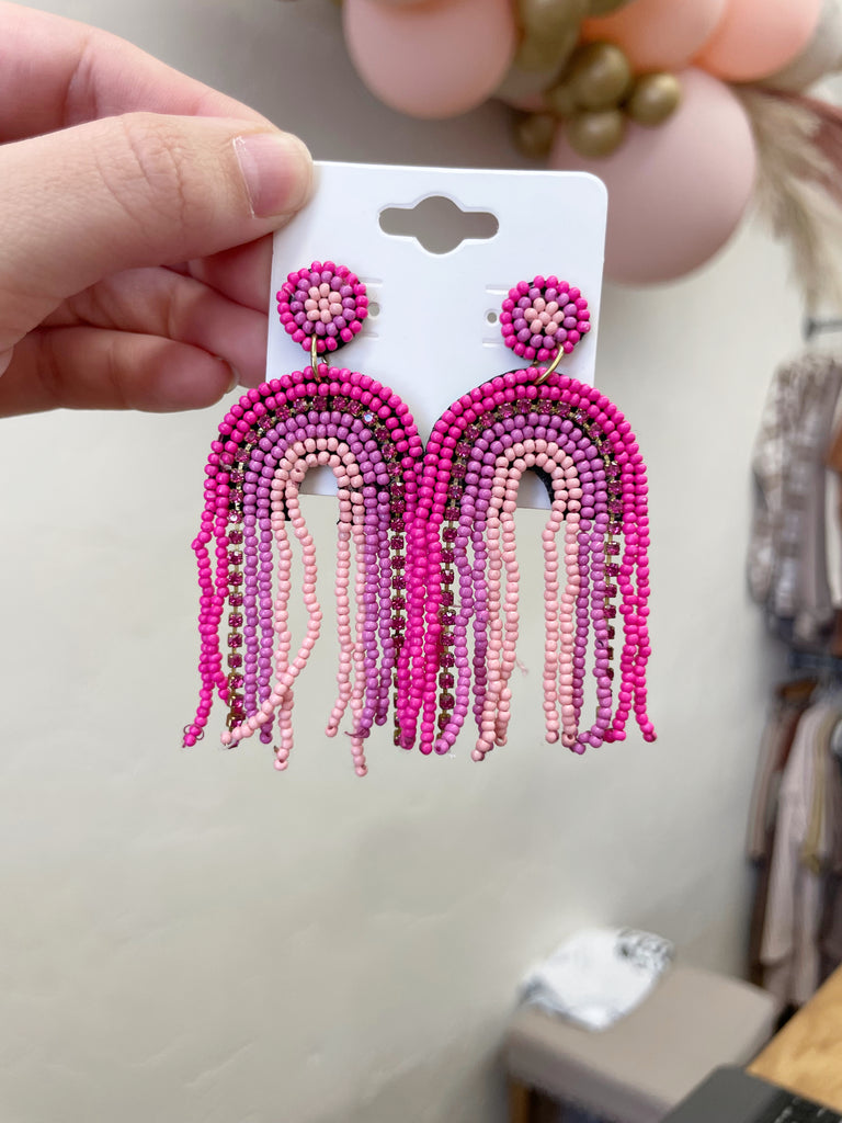 Pink and Purple Arch Earrings