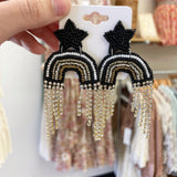 Sparkling Star Arch Earrings in Black