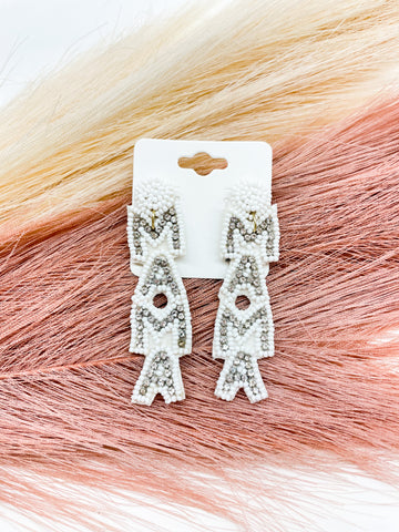 Mama Acrylic Earrings with Beads